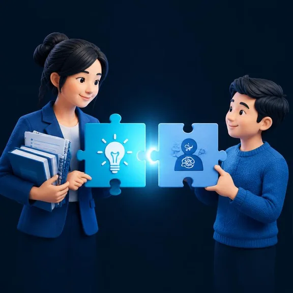 Minh họa: chuyên môn và nhu cầu khách hàng gặp nhau qua hai mảnh ghép phù hợp.