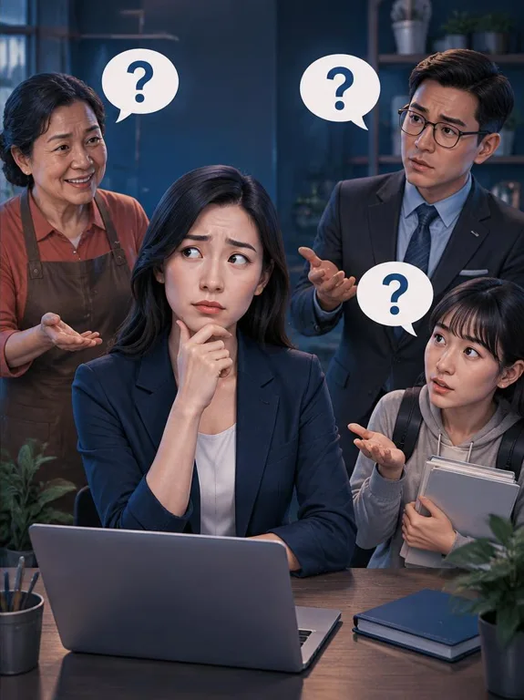 Minh họa giả định: người tư vấn băn khoăn trước nhiều nhóm khách hàng với nhu cầu khác nhau.